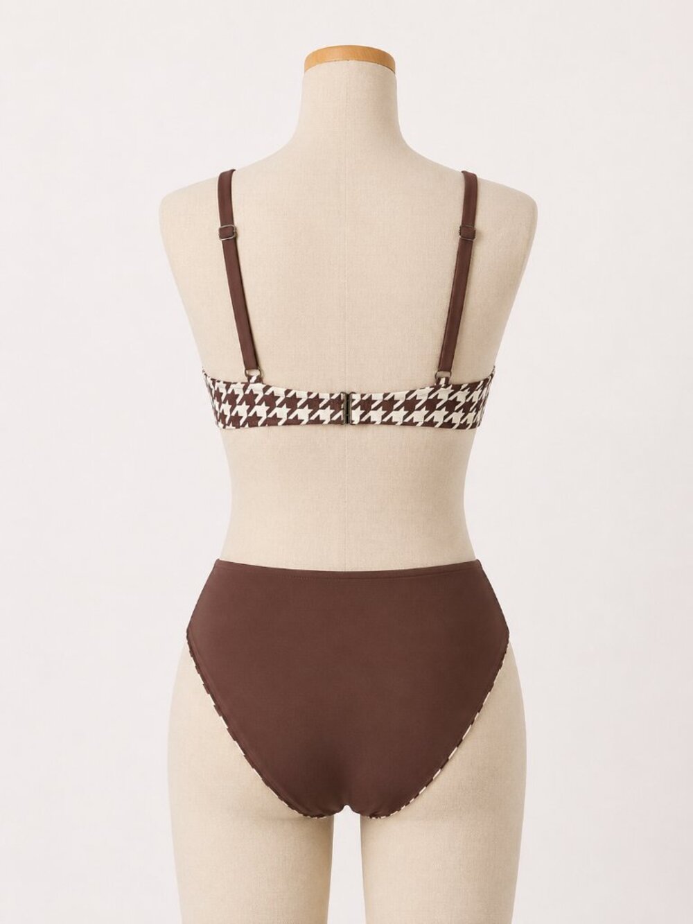 CUPSHE Reversible Houndstooth Bikini Bottoms Brown Gingham L NWT - Picture 3 of 4